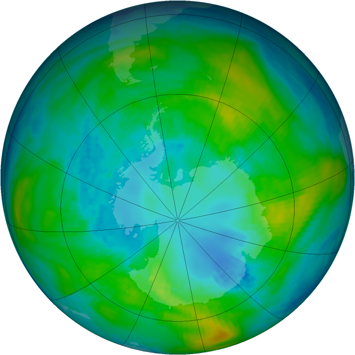 Antarctic ozone map for 17 April 1980